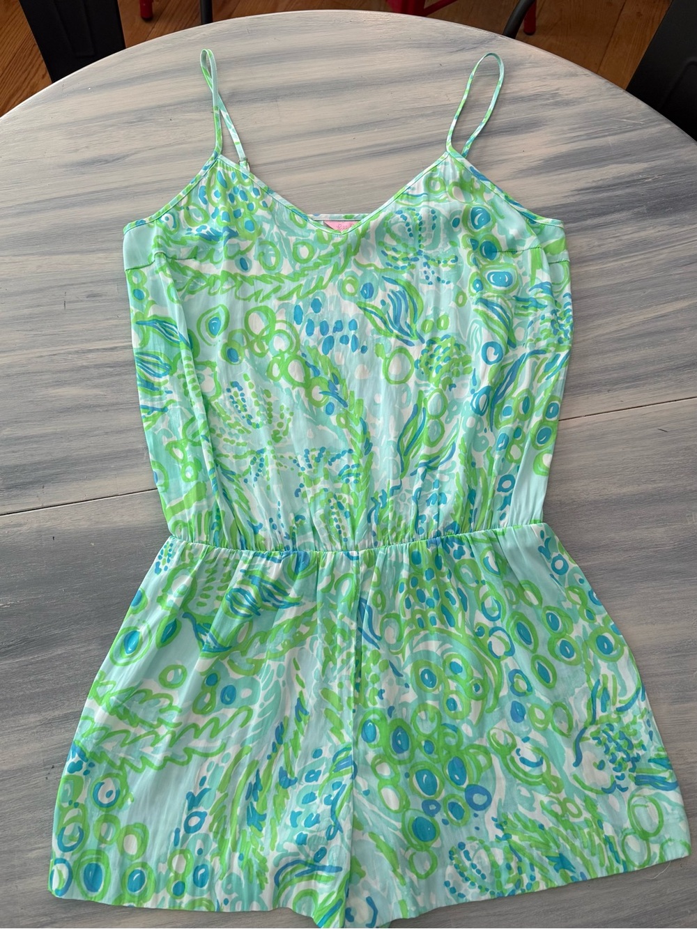 Lilly Pulitzer Deanna Romper Medium Green Blue Beachy Coastal